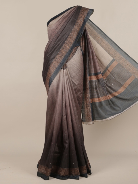 

Pothys Brown & Beige Jute Silk Printed Saree