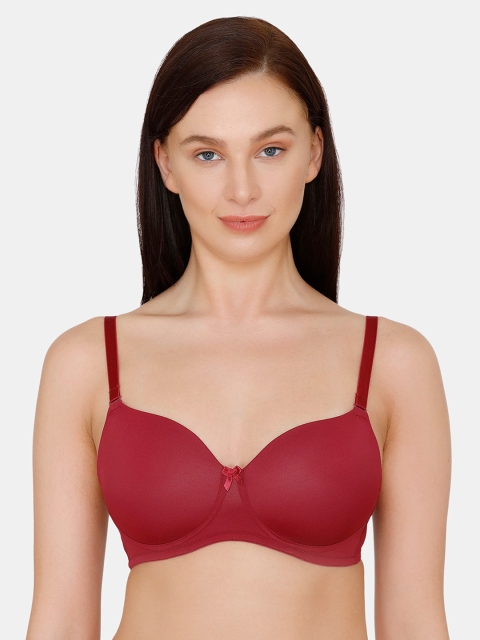 

Zivame Maroon Solid Non-Wired Lightly Padded T-shirt Bra