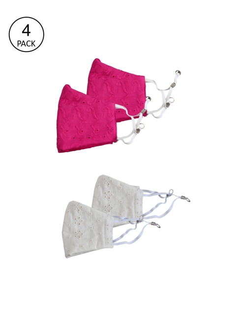 

Bellofox Unisex Pack Of 4 Self Design 3-Ply Reusable Protective Outdoor Masks, Pink