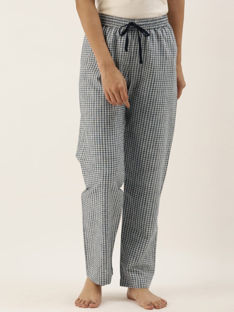 

Bannos Swagger Women Off-White & Blue Checked Lounge Pants