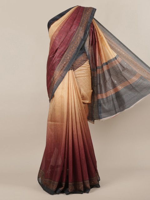 

Pothys Multicoloured Solid Jute Silk Saree, Multi