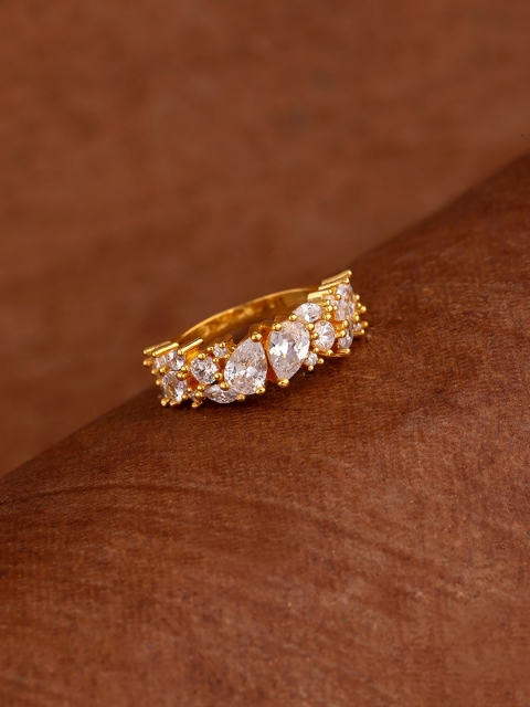 

Studio Voylla Gold-Plated White CZ-Studded Finger Ring