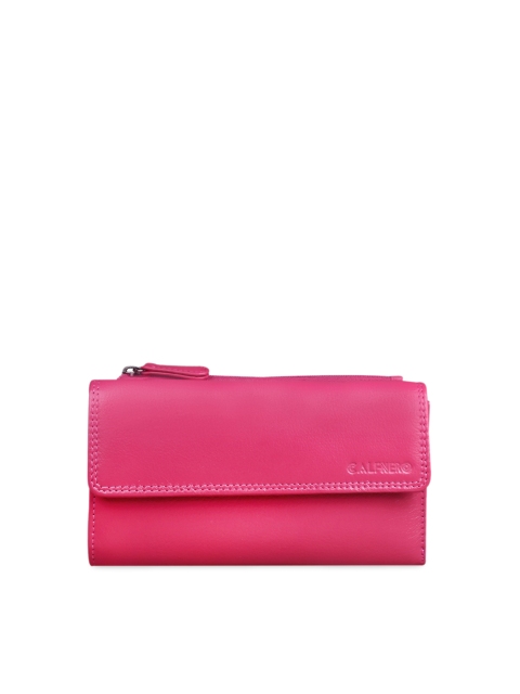 

CALFNERO Women Pink Solid Leather Purse Clutch