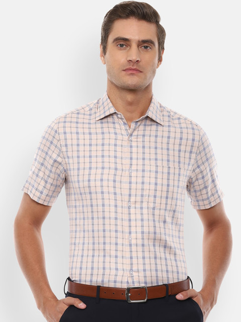 

Louis Philippe Men Cream-Coloured Checked Casual Shirt