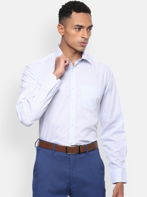 

Van Heusen Men Blue & White Regular Fit Checked Cotton Formal Shirt