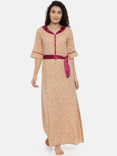 

GOLDSTROMS Cream-Coloured & Pink Printed Nightdress