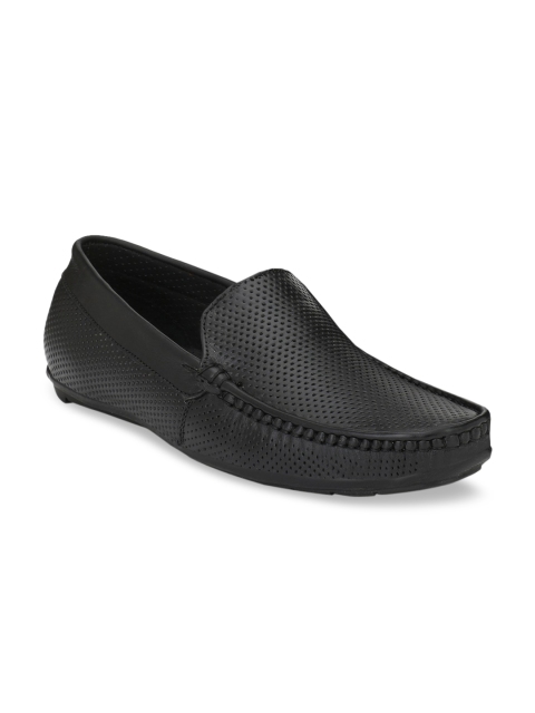 

Hi RELs Men Black Perforations Leather Loafers