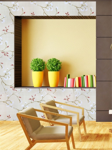 

Wollzo White & Pink Floral Printed Decorative Wallpaper