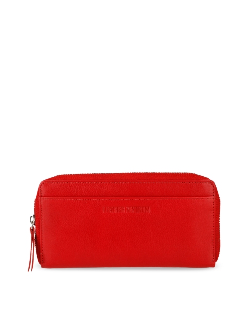 

Leather Zentrum Women Red Solid Zip Around Wallet