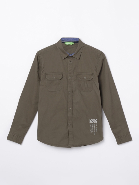 

Bossini Boys Olive Green Regular Fit Solid Casual Shirt