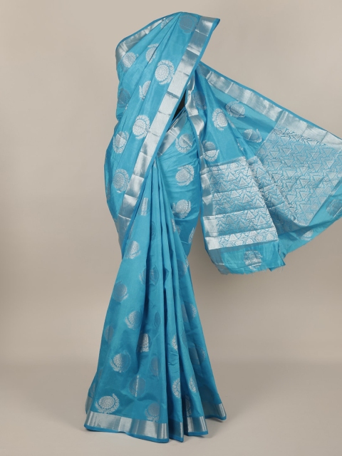 

Pothys Blue Woven Design Jute Silk Saree