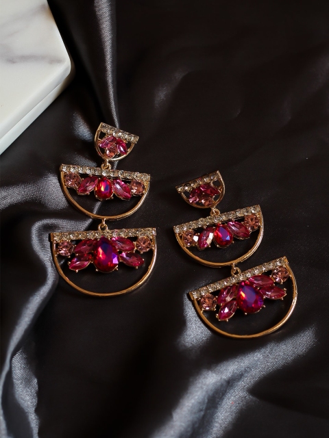 

Bellofox Pink Gold-Plated Crescent Shaped Drop Earrings