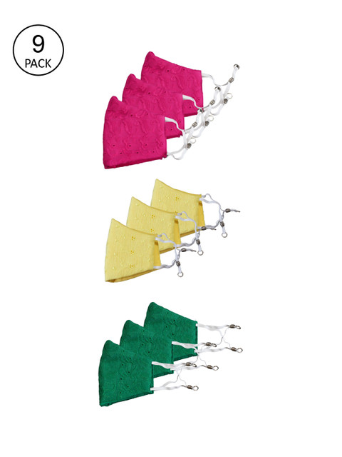 

Bellofox Pack of 9 Self-Design 3-Ply Protective Outdoor Masks, Pink
