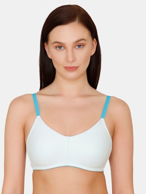 

Zivame White & Blue Solid Non-Wired Non Padded T-shirt Bra
