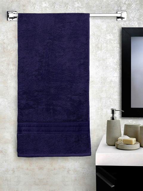 

Lushomes Unisex Navy Blue Solid 400 GSM Bath Towel
