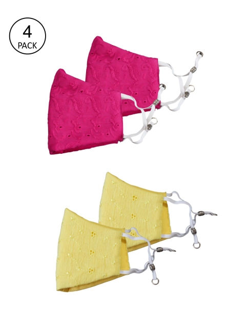 

Bellofox Pack of 4 Self-Design 3-Ply Protective Outdoor Masks, Pink