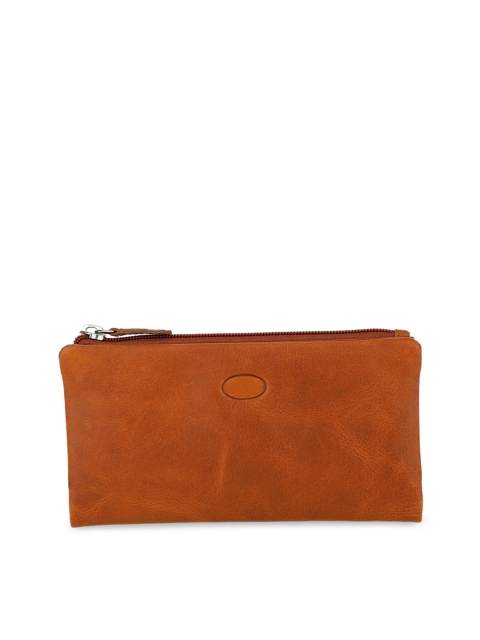 

Leather Zentrum Women Tan Solid Zip Around Wallet
