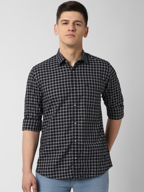 

Peter England Casuals Men Black & White Regular Fit Checked Cotton Casual Shirt