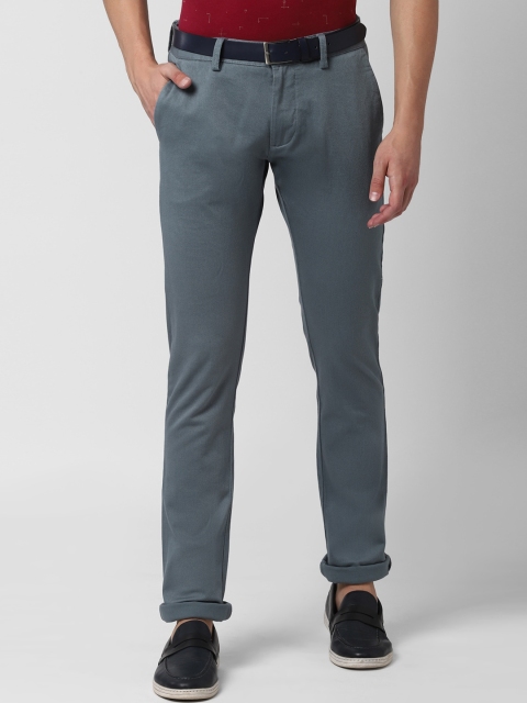 Peter England Casuals Men Grey Skinny Fit Solid Regular Trousers