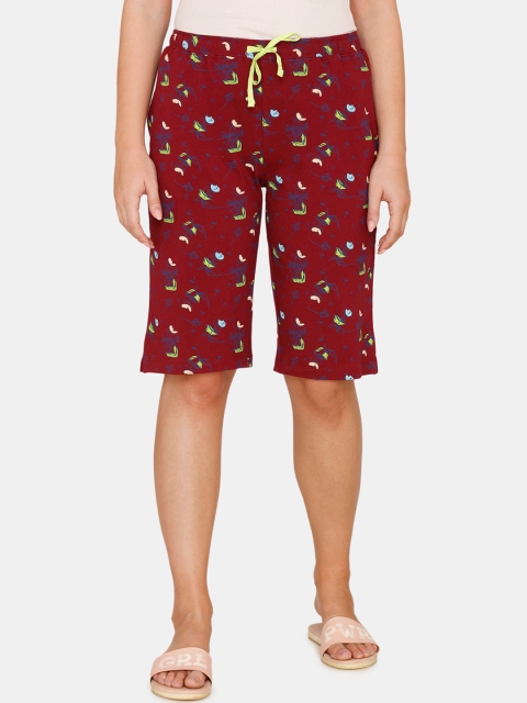 

Zivame Women Maroon Printed Loose Fit Cotton Regular Shorts