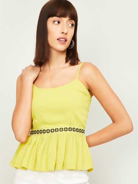

Ginger by Lifestyle Green Solid Peplum Top