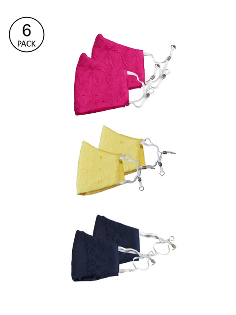 

Bellofox Pack of 6 Self-Design 3-Ply Protective Outdoor Masks, Pink