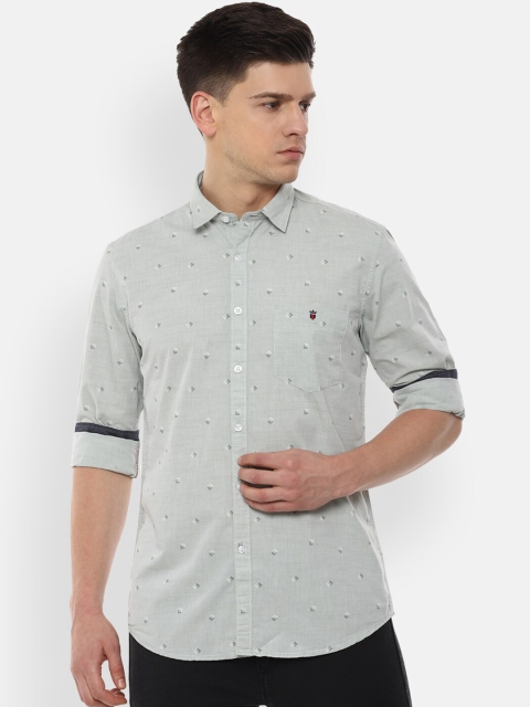 

Louis Philippe Jeans Men Green Regular Fit Printed Casual Cotton Shirt