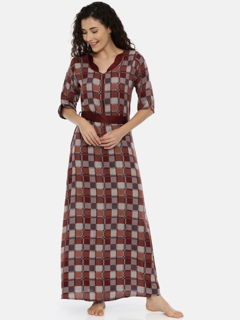 

GOLDSTROMS Maroon & Grey Checked Nightdress