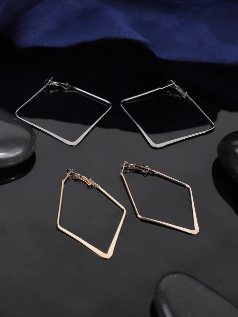 ANIKAS CREATION Gold-Toned Contemporary Hoop Earrings