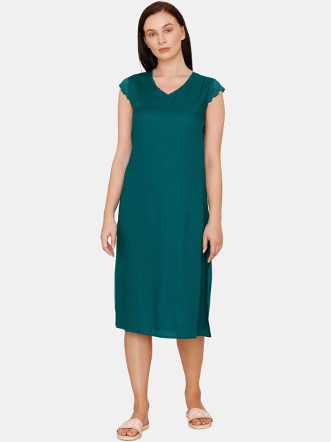 

Zivame Green Solid Nightdress