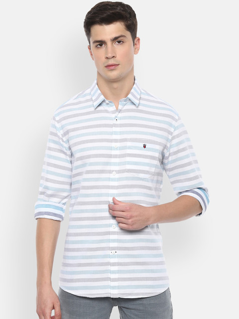 

Louis Philippe Sport Men White Slim Fit Striped Casual Shirt