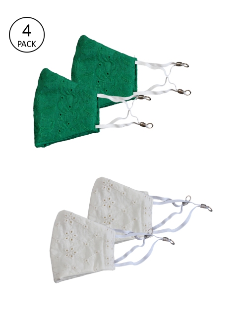

Bellofox Unisex Pack Of 4 Printed 3-Ply Reusable Protective Outdoor Masks, Green