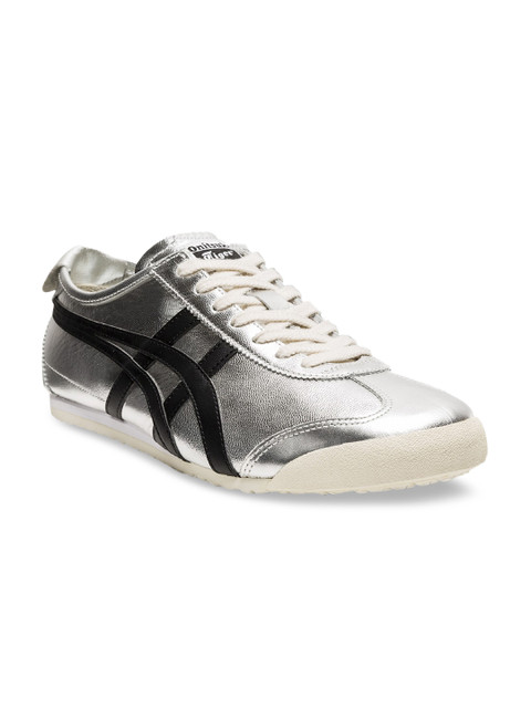 

Onitsuka Tiger Unisex Silver-Toned Leather Sneakers Mexico 66