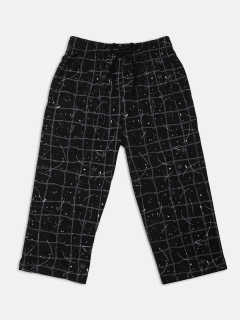 

Nins Moda Girls Black & Grey Checked Regular Fit Capris