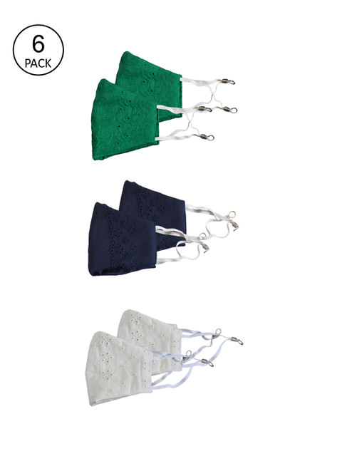

Bellofox Pack of 6 Self-Design 3-Ply Protective Outdoor Masks, Green