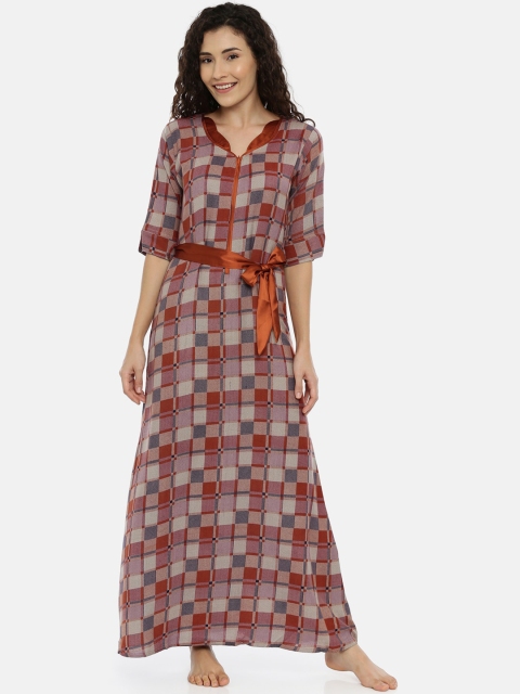 

GOLDSTROMS Red & Grey Checked Nightdress With Belt
