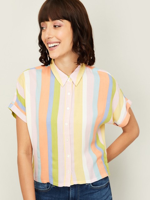 

Ginger by Lifestyle Women Multicoloured Regular Fit Striped Casual Shirt, Multi