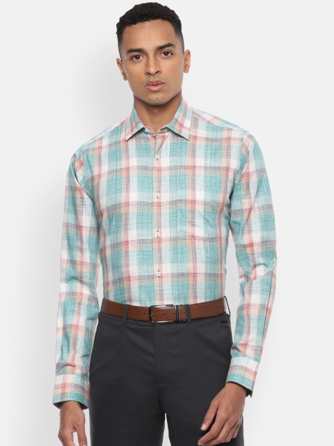 

Van Heusen Men Green & Grey Regular Fit Checked Cotton Formal Shirt