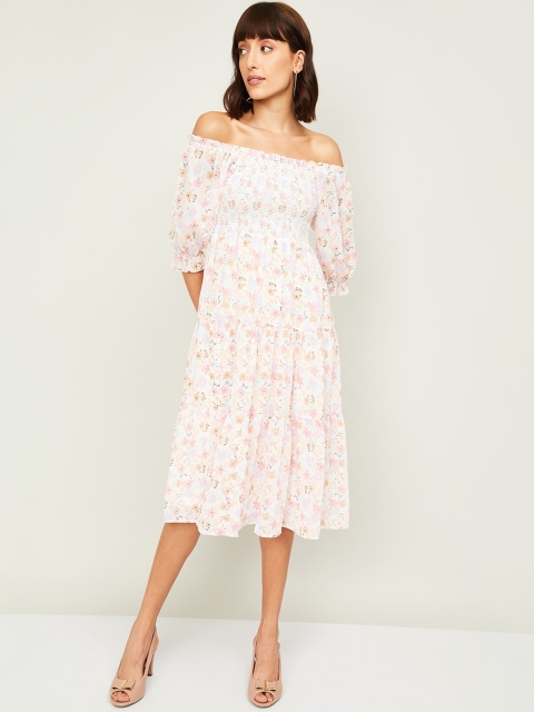 

Ginger by Lifestyle Women Off White Printed A-Line Dress