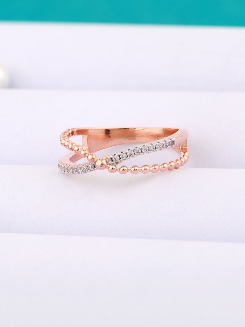 

Studio Voylla Rose Gold-Plated & White CZ-Studded Finger Ring