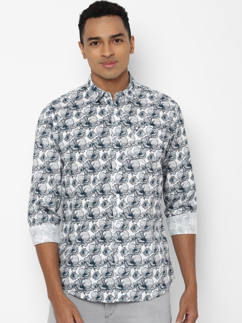 Solly Jeans Co. Men White & Grey Regular Fit Printed Casual Shirt