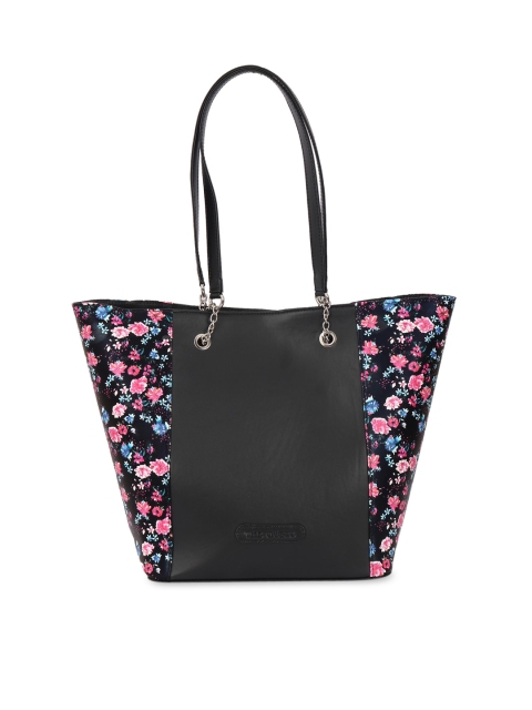 

THE GUSTO Black Printed Tote Bag
