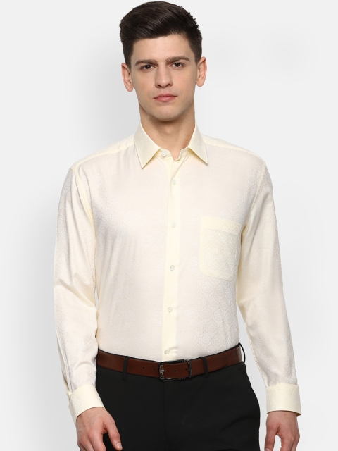 

Luxure by Louis Philippe Men Cream-Coloured Regular Fit Self Design Cotton Formal Shirt