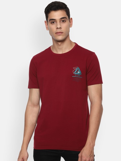 

Louis Philippe Jeans Men Red Solid Round Neck Slim Fit T-shirt