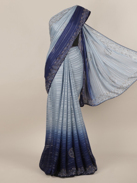 

Pothys Blue Printed Poly Chiffon Saree