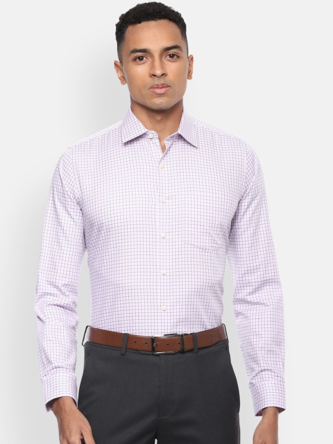 

Van Heusen Men White & Pink Regular Fit Checked Cotton Formal Shirt