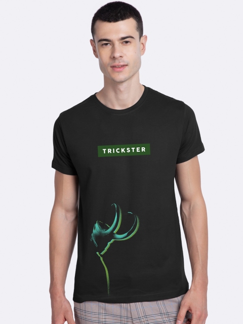 

Bewakoof Men Black Trickster Loki Printed Round Neck Cotton T-shirt