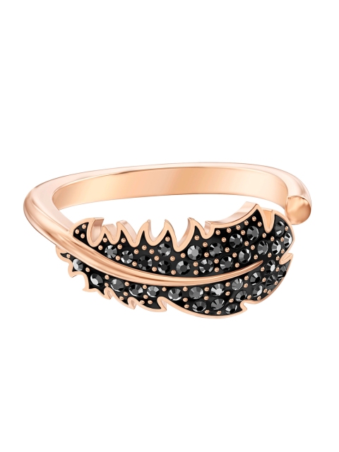 

SWAROVSKI Rose Black & Gold-Plated Crystal-Studded Adjustable Finger Ring