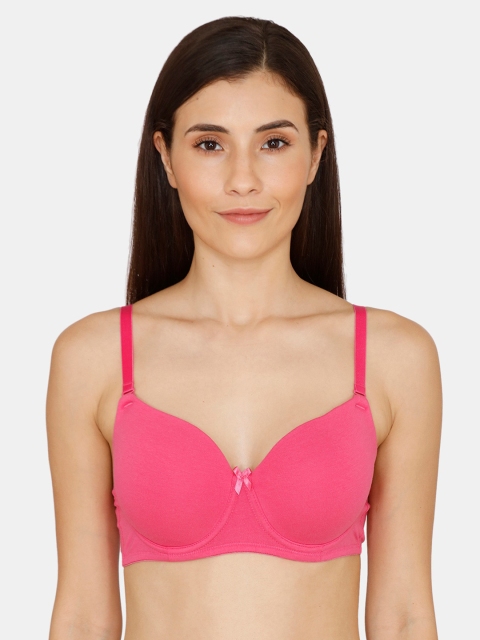 

Zivame Pink Solid Underwired Lightly Padded T-shirt Bra