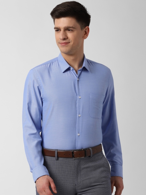 

Peter England Men Blue Self Design Casual Shirt
